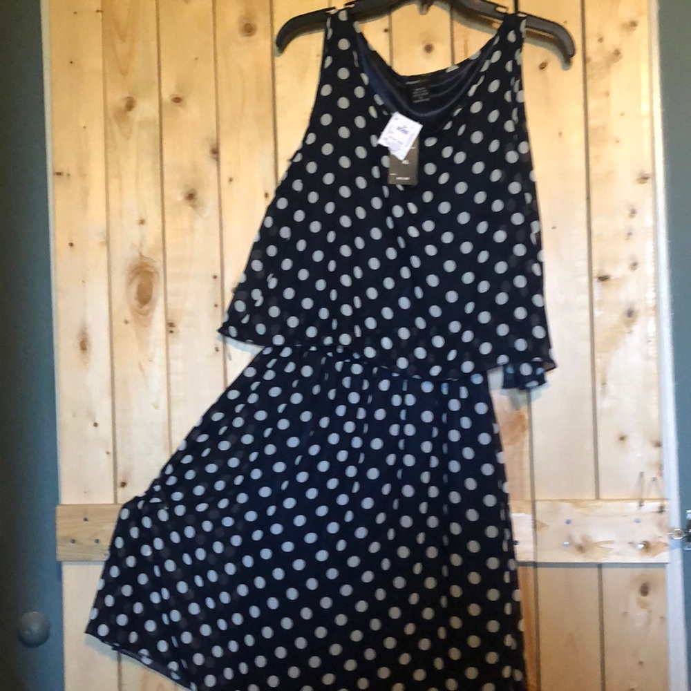 Navy Blue and White Polka Dot Dress